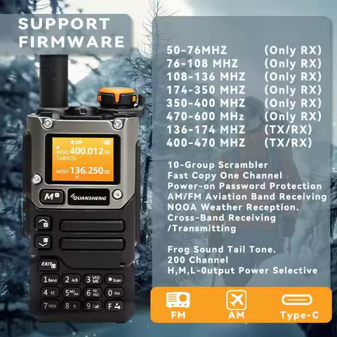 Quansheng UV-k5(8)Walkie Talkie 5W Air Band Radio Charge UHF VHF DTMF FM Scrambler NOAA Wireless Fre