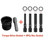 Torque Drive Socket 39x41mm And 3 Inches Extension Set 1/2" Drive Deep Impact Socket Set