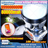 COD Senter Kepala 500w 1860000mAh 9999jam SUPER TERANG BISA CHARGE TERANG BATERAI LITHIUM Headlamp b