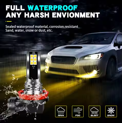 1Pcs H8 H1 H3 Led H4 H7 H11 9005 9006 Car CSP Chip LED Fog Headlight Bulbs Super Bright Auto Fog Day