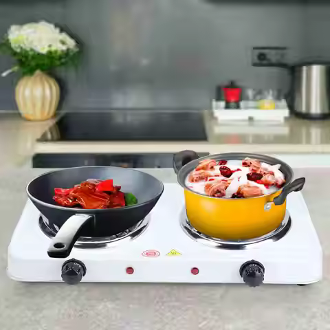 Electric Double Burners Hot Plate Countertop Buffet Stove Heating Plate Outdoor Stove