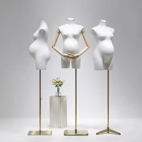 Pregnant woman's mannequin Big belly half body model props with wood arms for mother and baby store