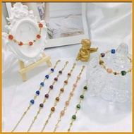 ➫ ➺ ╭ Glass Colored Gem feng shui Lucky Charm Bracelet  Stainless Steel Non-fading Anti-allergic fr