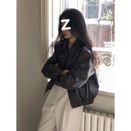 Women's PU Leather Short Brown Slim Form Fashionable Personality Easy to Coordinate