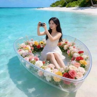 Perahu kaca yang terkenal di internet, perahu kristal lutsinar, perahu prop untuk fotografi perkahwi