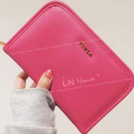 日本雜誌SWEET附錄 FURLA 桃粉色 多功能 收納袋 悠遊卡 證件包 旅行護照 錢包 (特)