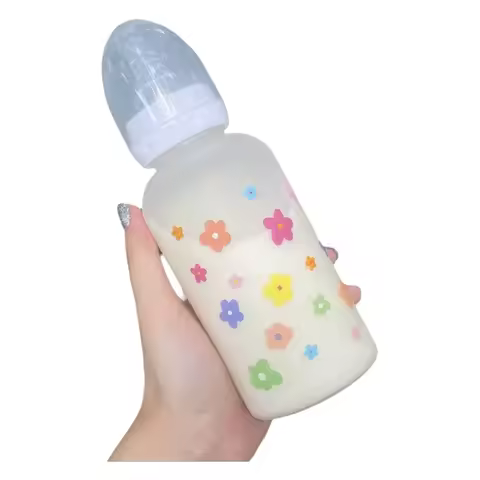 DDLG Cute Flowers ABDL Adult Bottle Bpa Portable Water Bottles Sheer Leak Proof Travel Drinking Paci