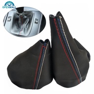 OPENMALL 2Pcs/Set Car Gear Shift Collars Manual Handbrake Gaiter Boot Leather Covers For BMW 3 Serie