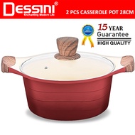 DESSINI ITALY XWB-28 Die Cast Aluminium Non Stick Casserole Pot Bowl Deep Fry Pan Induction Cookware