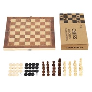 R1A9M 3-in-1 ChessBackgammonCheckers Set Wooden Chessboard International Chess Game Pawns Educationa