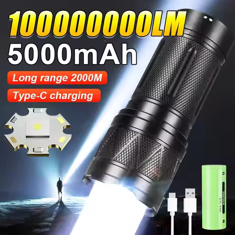 2025 New 5000mAh White Laser Flashlights 1000000LM Ultra Powerful Flashlight Zoom USB Rechargeable L