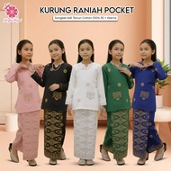 BAJU KURUNG RANIAH POCKET KANAK-KANAK SONGKET ASLI SIZE 7-12| BAJU RAYA BUDAK PEREMPUAN |