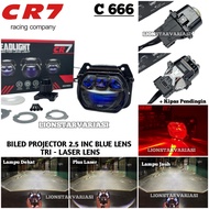 MATA CR7 C666 - Biled Projector 2.5 Inc Blue Lens Plus 3 Laser Eyes High Low Premium Fan Piw Piw