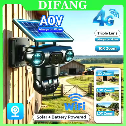 V380 Pro Wireless Solar Security Camera Three Screen Three Lens 6K 4G Sim Card Solar CCTV 4G V380 Ba