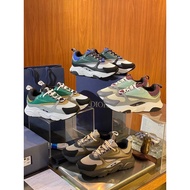D * ior Dior B22 Men's Sports Shoes Jogging Shoes Thick Low-Top Cowhide Mesh Fabric Stitching Daddy 