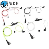 WON Earpiece, Two Way Radio 2 Way Earphone PTT Mic, ABS 2 Pin Walkie Talkie Earphones for Kenwood Ba