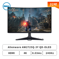 【32型】DELL Alienware AW3225QF-3Y QD-OLED 電競螢幕 (DP/HDMI/Type-C/QD-OLED/曲面/4K/0.03ms/240Hz/HDR400/G-SYN