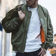 【Ready Stock】❀ jaket lelaki Outdoor windproof waterproof Maden workwear American retro MA-1 pilot jacket autumn casual army green baseball suit stand up collar jacket for men