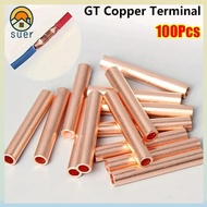 SUERHD 100Pcs Wire Terminal Crimp, Brass GT-1/1.5/2.5/4/6/10/16/25 GT Copper Terminal Connecting Tub