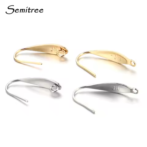Semitree 50pcs 316 Stainless Steel Ear Wire Hooks Wholesale Gold Earrings Findings DIY Jewelry Makin