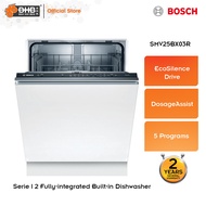 Bosch Serie Fully-integrated Built-in Dishwasher 60cm SMV6ZCX42E EcoSilence Drive SMV25BX03R Pencuci