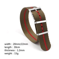Premium Quality Herringbone 20mm 22mm Seatbelt Watch Band Nylon Nato Strap For 007 James Bond Military Striped Replacement Watch