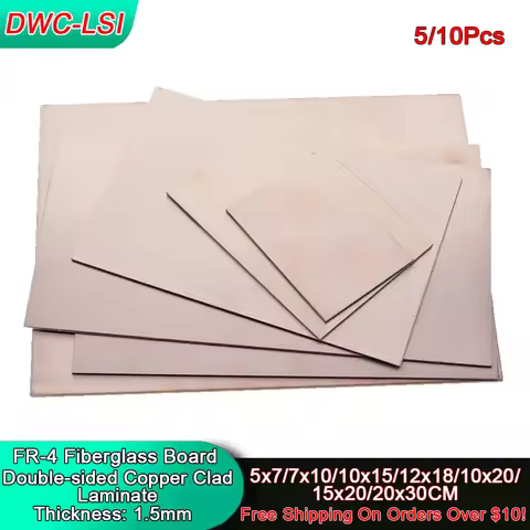 5/10Pcs 5x7/7x10/10x15/12x18/10x20/15x20/20x30CM FR-4 Fiberglass PCB Double-Sided Copper Clad Lamina
