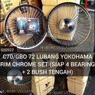 REMPIT C70 / Gbo 72 Lubang Yokohama Rim Chrome Set (Siap 4 Bearing + 2 Bush Tengah)