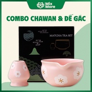 Chawan Combo and stand, Japanese style matcha making kit, home brewing, cafe, Mixmore exquisite gift
