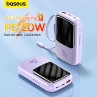 Baseus Power Bank 20000mAh/10000mAh PD Fast Charging Powerbank Built in Cables Portable Charger For iPhone 14Pro Max