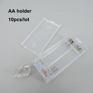 10pcs/lot  1.5v 2 port X AA AA Battery Holder Box Case with Switch 2 Slot 3V for DIY wire lead  SGA
