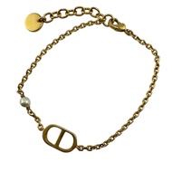 二手Christian Dior 克里斯汀·迪奧 Petit CD Logo 手鍊，金色
