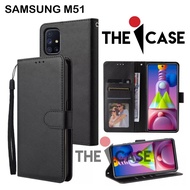 Casing SAMSUNG M51 flip model Open Close Leather case There Is A Photo And Card Holder Also A flip cover hp Strap