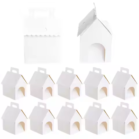12 Pack 3.94x4.72x7.09 inches Party Favor Boxes DIY Foldable Paintable with Handle Foldable Adopt a 