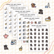 Household chores, cleaning, laundry, garbage icon planner stickers|si005,052,053|smorelife