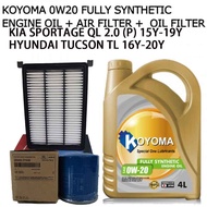 KIA SPORTAGE QL 2.0 (P) 15y-19y HYUNDAI TUCSON TL 16y-20y OIL FILTER+ AIR FILTER+ KOYOMA 0W20 FULLY 