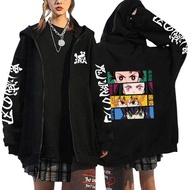 Áo hoodie Anime diệt quỷ cứu nhân áo nỉ có mũ áo khoác có dây kéo tanjiro zenitsu trang phục Đường p