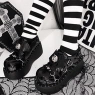 Demon Wing Punk Gothic Shoes - Thick Soled for Women