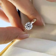 High Carbon Diamond 5A Ring Simulation Diamond Four-Claw Imported Sterling Silver Cut Round Diamond 