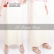 [BISA COD] ROK ZETHA DENIM KREM / ROK MODEL A-LINE / ROK ZETHA PANJANG / ROK JEANS / DENIM SPANDEK C