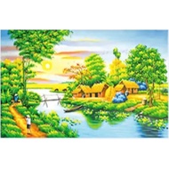 ABC Diamond Painting (FULL ATTACHMENT) River, Water, Field DF468 (CUSTOMER SELF-ATTACHED) Size: 105X