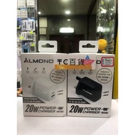 ALMOND 20W 快速充電器 PD3.0 Type C+QC3.0 USB PD020UKZ 香港行貨 一年保養