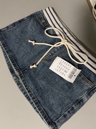 Bm 牛仔短褲 條紋邊
