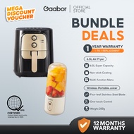 [Bundle] Gaabor 6.5L Air Fryer Dual Knob 8 Menu Non-Stick + Portable Juicer Blender Rechargeable