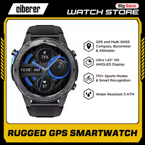 New Ciberer DM56 GPS Smart Watch 1.43''HD AMOLED Display Multi GNSS Compass, Barometer& Altimeter 5