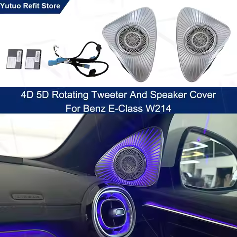 4D 5D Rotating Tweeter LED Speaker Cover For Benz E-class W214 RGB LED Luminous Car Speaker Horn Ref