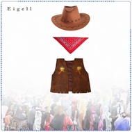 [Eigell] Kids Cowboy Costume Set Fashion Party Outfit Role Play Cowboy Hat Vest and
