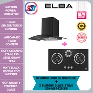 ELBA [COMBO SET] Designer Hood EH-R9033(BK) + 2 Burners Glass Stove EGH-M8442G(BK) - Elba Malaysia W