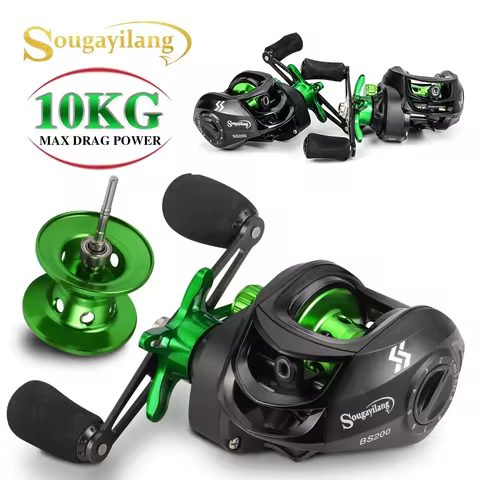Sougayilang Baitcasting Reels 7.2:1gear Ratio Reels Metal Spool Max Drag 10kg Trolling Reel for Fres