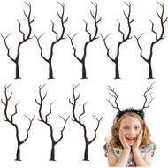 10Pcs Decorative Antler Branches Realistic Faux Twigs for Headbands Crafting and Holiday Decor Light